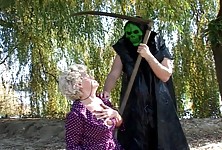 Granny Gets Dick in the Woods