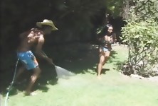 Miss Panther Gets Her Ebony Pussy Banged Outside